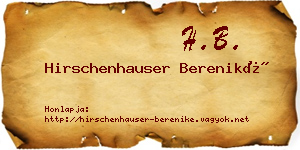 Hirschenhauser Bereniké névjegykártya